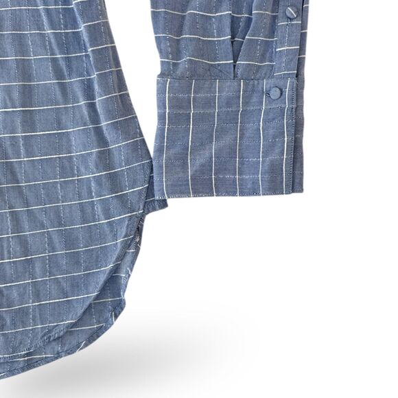 WORTHINGTON Off-the-Shoulder Striped‎ Blue Long Sleeve  Blouse Wm XL - Picture 4 of 4